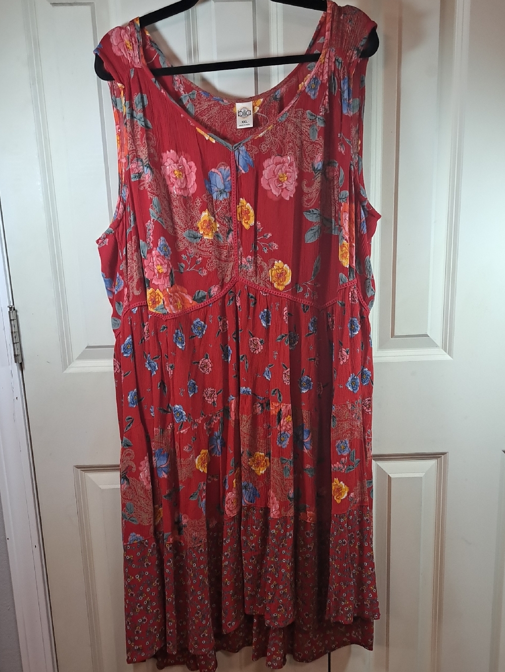 Bila Red Floral Sleeveless Maxi Dress